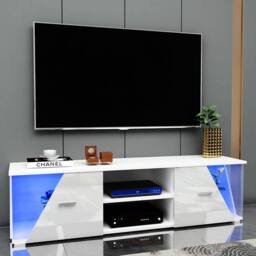 Dprodo 150cm High Gloss TV Unit Cabinet TV Stand in White - Size: 1 Pack - thumbnail 2