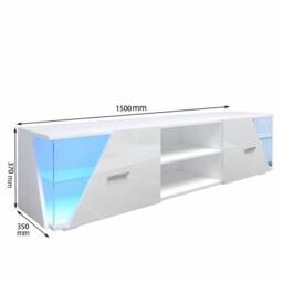 Dprodo 150cm High Gloss TV Unit Cabinet TV Stand in White - Size: 1 Pack - thumbnail 8