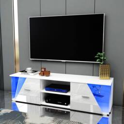 Dprodo 150cm High Gloss TV Unit Cabinet TV Stand in White - Size: 1 Pack