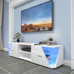 Dprodo 150cm High Gloss TV Unit Cabinet TV Stand in White - Size: 1 Pack - thumbnail 6