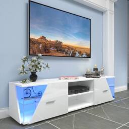 Dprodo 150cm High Gloss TV Unit Cabinet TV Stand in White - Size: 1 Pack - thumbnail 9