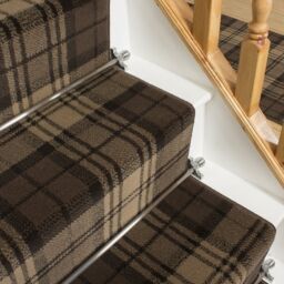 runrug Stair Runner Carpet for Staircases - Soft & Comfy, 9mm - 'Tartan' in Brown - Size: 70 cm x 690 cm - thumbnail 2