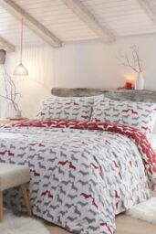 Fusion 'Dudley Dog Love' 100% Brushed Cotton Duvet Cover Set in Red - Size: King - thumbnail 4