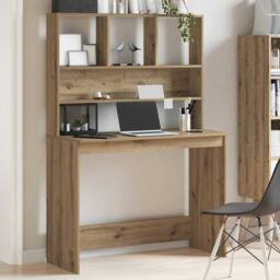 Berkfield Home Decorative Desk with Shelves Artisan Oak 102x45x148 cm Engineered Wood in Brown - Size: 102 x 45 x 148 cm - thumbnail 2