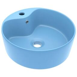 Berkfield Home Luxury Wash Basin with Overflow Matt Light Blue 36x13 cm Ceramic