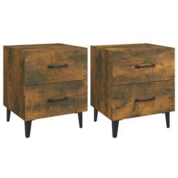 Berkfield Home Bedside Cabinets 2 pcs Smoked Oak 40x35x47.5 cm in Brown - thumbnail 1