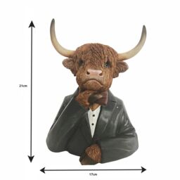 Highland Cow in a Suit Farm Animal Bust Ornament 17cm - thumbnail 3
