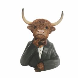 Highland Cow in a Suit Farm Animal Bust Ornament 17cm - thumbnail 1