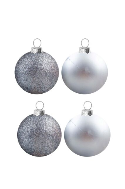 VFM e-Store Christmas Bauble Decoration Hanging Tree Ornament X 4 10cm Silver - image 1