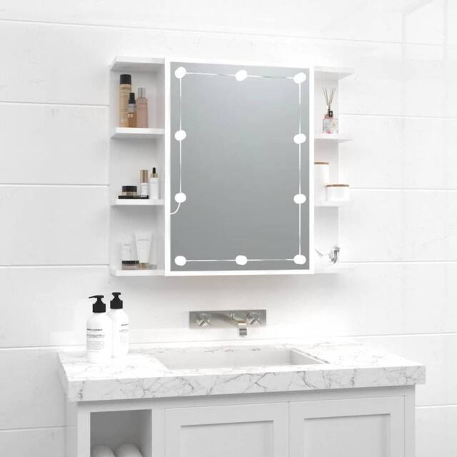 Berkfield Home Mirror Cabinet with LED High Gloss White 70x16.5x60 cm - image 1
