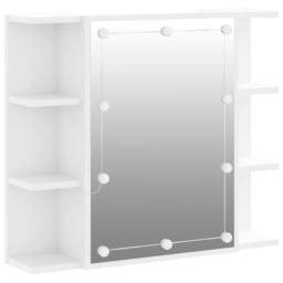 Berkfield Home Mirror Cabinet with LED High Gloss White 70x16.5x60 cm - thumbnail 2