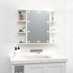 Berkfield Home Mirror Cabinet with LED High Gloss White 70x16.5x60 cm - thumbnail 3