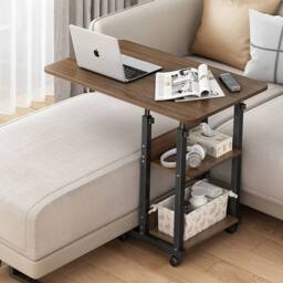 FORGEVIO Side Table End Desk Adjustable Laptop Stand Sofa Breakfast Tray in Brown - thumbnail 3