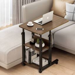 FORGEVIO Side Table End Desk Adjustable Laptop Stand Sofa Breakfast Tray in Brown - thumbnail 4