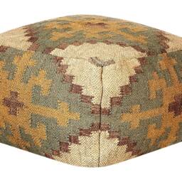 Wyld and Coco Kilim-Style Jute and Wool Pouffe 50 x 50 cm in Beige - thumbnail 2