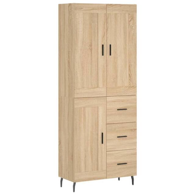 Berkfield Home Highboard Sonoma Oak 69.5x34x180 cm Engineered Wood in Light Brown - image 1