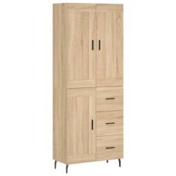 Berkfield Home Highboard Sonoma Oak 69.5x34x180 cm Engineered Wood in Light Brown