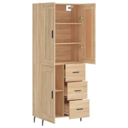 Berkfield Home Highboard Sonoma Oak 69.5x34x180 cm Engineered Wood in Light Brown - thumbnail 4