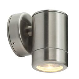 Netlighting Odyssey Outdoor Wall IP65 7W Brushed Stainless Steel & Clear Glass 1 Light Dimmable IP65 GU10 in Grey