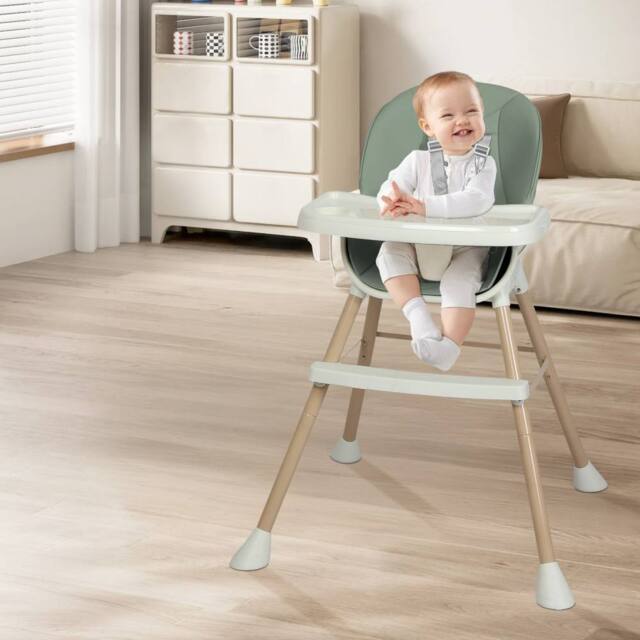 Dekko Baby High Chair Safe Feeding 6-In-1 Removable Seat Tray Adjustable in Green - image 1