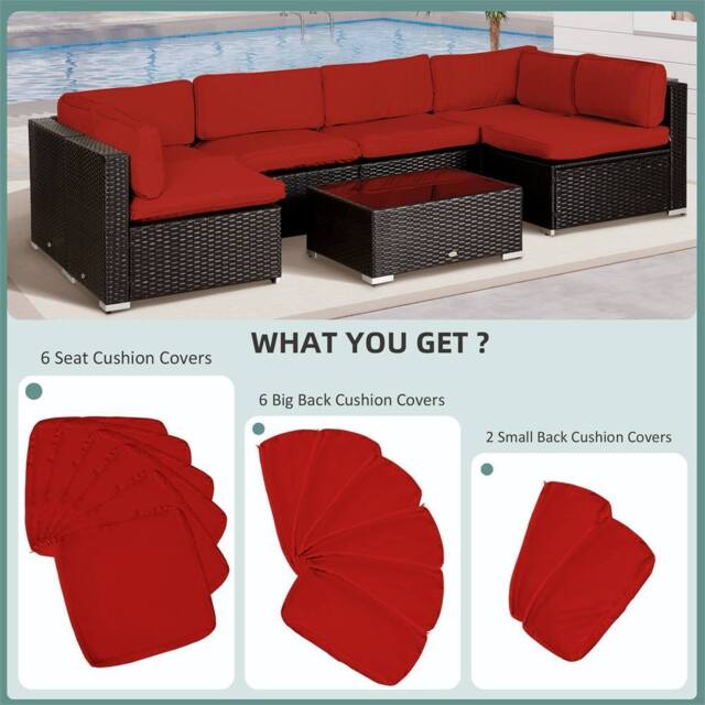 SPETLEK Garden Rattan Sofa Set Cushion Polyester Cover Red - Size: 100 cm x 190 cm - image 1