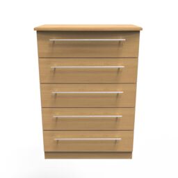 Ready Assembled 2 U Carlton 5 Drawer Chest (Ready Assembled) in Natural - Size: Large