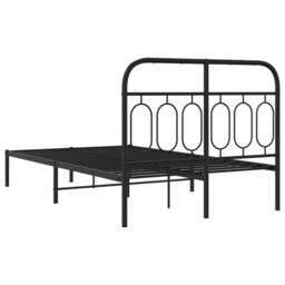 Berkfield Home Metal Bed Frame without Mattress with Headboard Black 120x190cm - Size: 120x190 cm - thumbnail 6