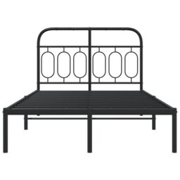 Berkfield Home Metal Bed Frame without Mattress with Headboard Black 120x190cm - Size: 120x190 cm - thumbnail 4