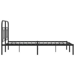 Berkfield Home Metal Bed Frame without Mattress with Headboard Black 120x190cm - Size: 120x190 cm - thumbnail 5