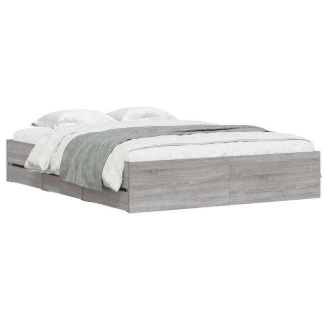 Berkfield Home Modern Bed Frame with Drawers without Mattress Grey Sonoma 140x200 cm - image 1