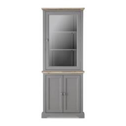 Statement Furniture Florence Corner Display Cabinet, Glass Door Dresser in Light Grey - thumbnail 2