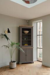 Statement Furniture Florence Corner Display Cabinet, Glass Door Dresser in Light Grey - thumbnail 8
