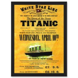 Artery8 Titanic Advertising Poster White Star Line Ocean Liner A4 Artwork Framed Wall Art Print in Black - thumbnail 1