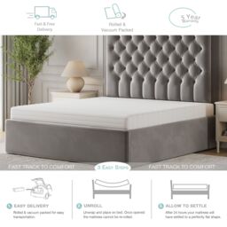 "Rest Relax Kids Memory Foam Mattress, Visco Therapy Kids Comfort, Pressure Relief, Medium-Firm, 16cm / 6"" Deep in White - Size: Super King" - thumbnail 7