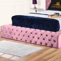 UK Bed Furniture Ambassador Upholstered Bed Frame with 54-inch Headboard - Slatted Base in Pink - Size: Double - thumbnail 3