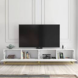 Mex Furniture LTD TV Unit Ripple Duo 200cm - White with Fluted Doors - thumbnail 2