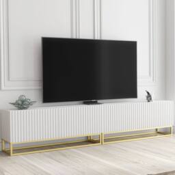 Mex Furniture LTD TV Unit Ripple Duo 200cm - White with Fluted Doors - thumbnail 6