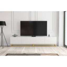 Mex Furniture LTD TV Unit Ripple Duo 200cm - White with Fluted Doors - thumbnail 3