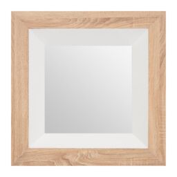 Orsina Roxy White Gloss Wood Wall Mirror in Natural