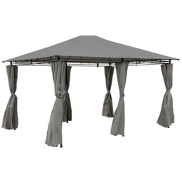 Charles Bentley 3m x 4m Steel Art Large Gazebo With Side Curtains Grey - thumbnail 1