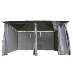 Charles Bentley 3m x 4m Steel Art Large Gazebo With Side Curtains Grey - thumbnail 3