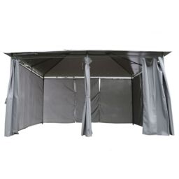 Charles Bentley 3m x 4m Steel Art Large Gazebo With Side Curtains Grey - thumbnail 4