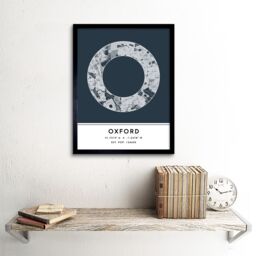 "Artery8 Oxford England UK City Map Modern T Home Decor 12x16"" Framed Art Print in Blue - Size: W12"" x H16""" - thumbnail 2