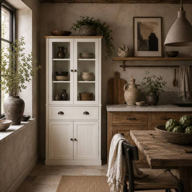 Wyld Haus Cream White 5 Tier Kitchen Pantry Cupboard Adjustable Shelves Drawer - image 1