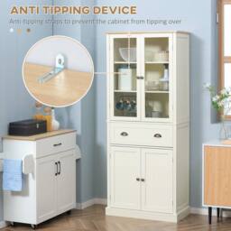 Wyld Haus Cream White 5 Tier Kitchen Pantry Cupboard Adjustable Shelves Drawer - thumbnail 8