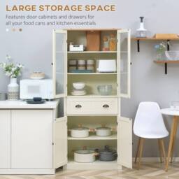 Wyld Haus Cream White 5 Tier Kitchen Pantry Cupboard Adjustable Shelves Drawer - thumbnail 5