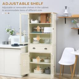 Wyld Haus Cream White 5 Tier Kitchen Pantry Cupboard Adjustable Shelves Drawer - thumbnail 7