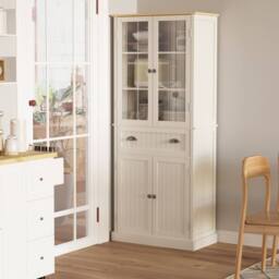 Wyld Haus Cream White 5 Tier Kitchen Pantry Cupboard Adjustable Shelves Drawer - thumbnail 3