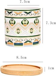 simpa PC Mixed Earth Pattern Ceramic Plant Pots with Bamboo Base - thumbnail 6