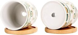 simpa PC Mixed Earth Pattern Ceramic Plant Pots with Bamboo Base - thumbnail 5